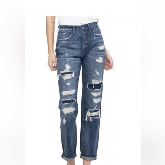 Vervet size‎ 25  high rise distressed button fly denim jeans GUC. Style Vt1205. - Picture 1 of 16